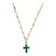 Cross necklace Lumae Patronus pearls green stones golden silver Agios  s1