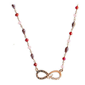 Kette von Agios, Infinitum, 925er Silber, Rosé-Finish, verschiedenfarbige Perlen