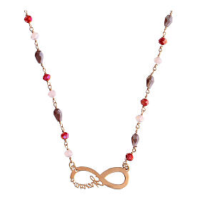 Kette von Agios, Infinitum, 925er Silber, Rosé-Finish, verschiedenfarbige Perlen