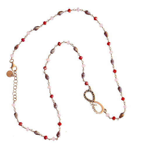Kette von Agios, Infinitum, 925er Silber, Rosé-Finish, verschiedenfarbige Perlen 3