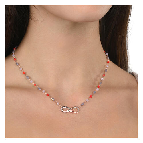 Multicolor Infinitum bead necklace Agios rose silver  2