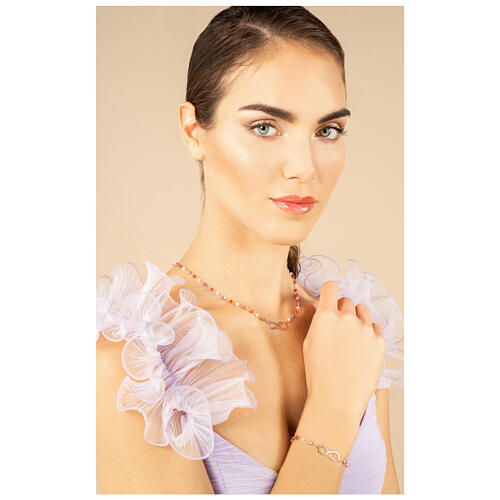 Multicolor Infinitum bead necklace Agios rose silver  4