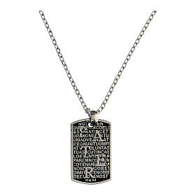 Collier Precem plaquette Pater argent 925 rhodié Benedictus