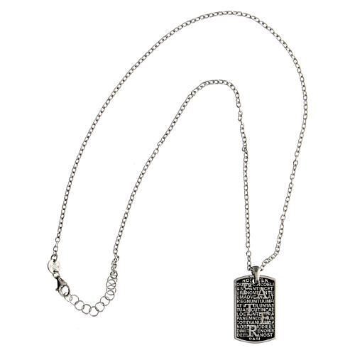 Rhodium plated silver Our Father plate necklace Benedictus 4