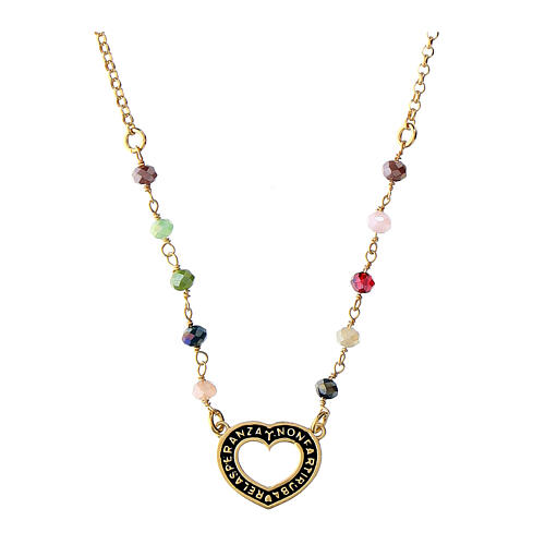 Amor Cordis necklace by Agios, multicoloured beads and 925 silver heart 1