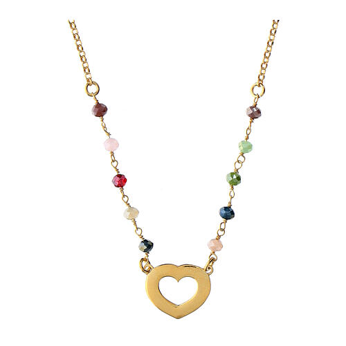 Amor Cordis necklace by Agios, multicoloured beads and 925 silver heart 2