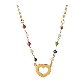 Heart necklace Amor Cordis multicolor silver stones Agios