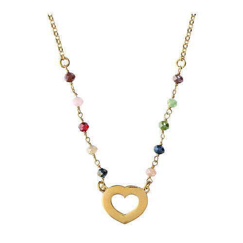 Heart necklace Amor Cordis multicolor silver stones Agios 3