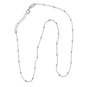 Agios necklace of rhodium-plated 925 silver with 0.008 in beads