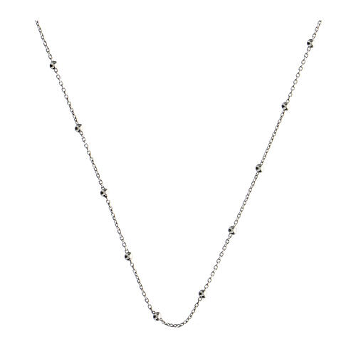 Agios necklace of rhodium-plated 925 silver with 0.008 in beads 1