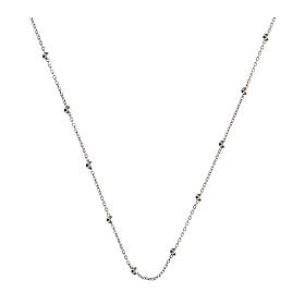 Rhodium-plated silver necklace with 2 mm beads Agios 