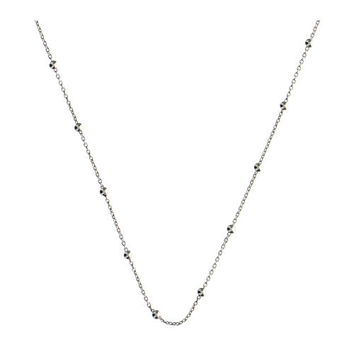 Rhodium-plated silver necklace with 2 mm beads Agios  1