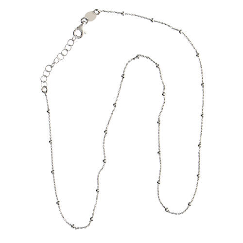 Rhodium-plated silver necklace with 2 mm beads Agios  2