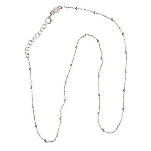 Rhodium-plated silver necklace with 2 mm beads Agios  3