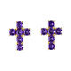 Agios Lumae Patronus stud earrings, gold plated cross with purple rhinestones, 925 silver s1