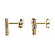 Agios Lumae Patronus stud earrings, gold plated cross with purple rhinestones, 925 silver s2