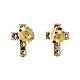 Brincos Agios Lumae Patronus dourados cruz prata 925 zircões roxos s3