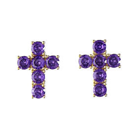 Lumae Patronus earrings purple zircons golden silver Agios