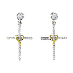 Illumina silver cross earrings with white zircons Agios