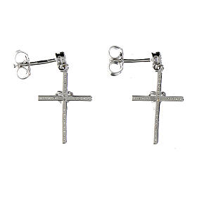 Illumina silver cross earrings with white zircons Agios