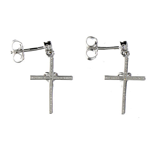 Illumina silver cross earrings with white zircons Agios 2