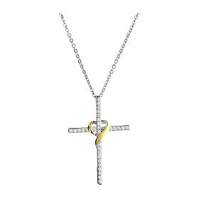 925 Silver cross necklace white zircons Illumina Agios
