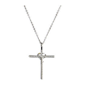 925 Silver cross necklace white zircons Illumina Agios