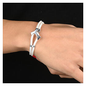 Vinculum Fidei bracelet by Agios, white rope and 925 silver tau