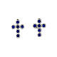 Clous d'oreilles Agios croix rhodiée avec zircons bleus argent 925 s1