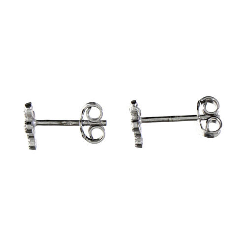 Cross stud earrings in silver with blue zircons Agios 2