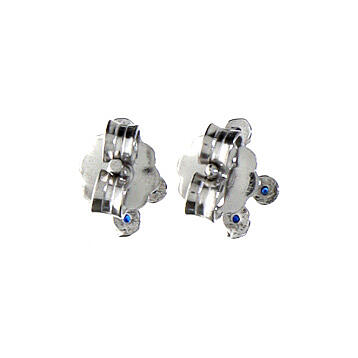 Cross stud earrings in silver with blue zircons Agios 3