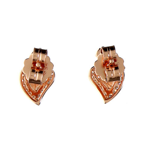 Agios O Sacrum Cor stud earrings, rosé silver and white rhinestones 3