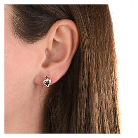 Sacred heart stud earrings with white zircons Agios