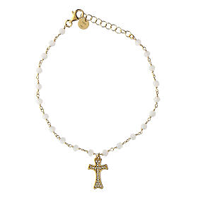 Bracelet Claritas agate blanche croix avec zircons Benedictus