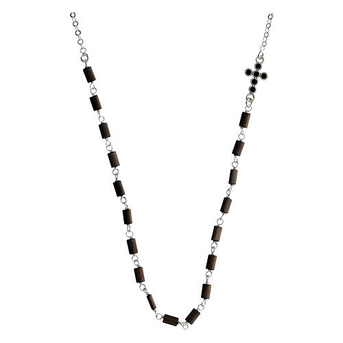 Necklace Lapis black hematite beads silver cross Agios 1
