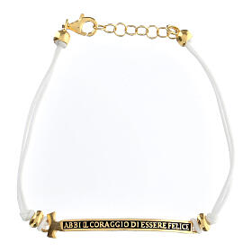 Bracciale 'Abbi il coraggio di essere felice' corda bianca Agios