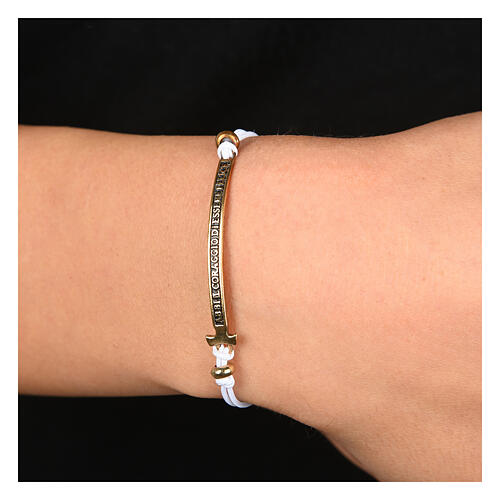 Bracciale 'Abbi il coraggio di essere felice' corda bianca Agios 2
