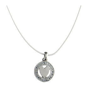 Numisma necklace by Agios, white rope and silver pendant with heart