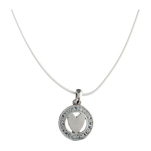 Numisma necklace by Agios, white rope and silver pendant with heart 1