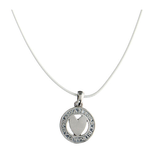 Collana Numisma pendente argento cuore corda bianca Agios 1
