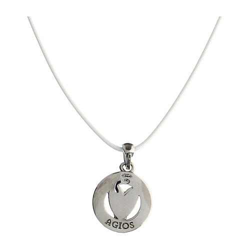 Collana Numisma pendente argento cuore corda bianca Agios 2