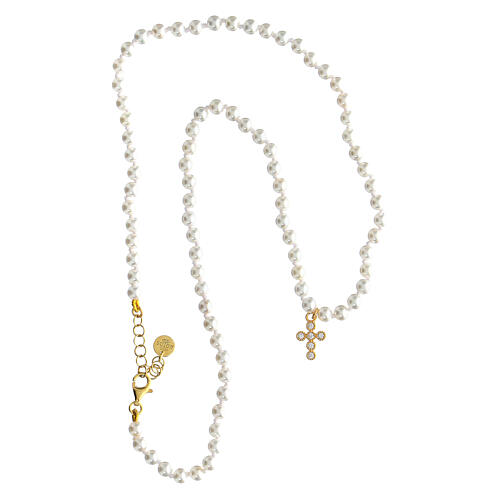 Naszyjnik perły, Icona, cyrkonie białe, Agios 3