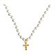 Pearl cross necklace white zircons Agios Icon collection s2