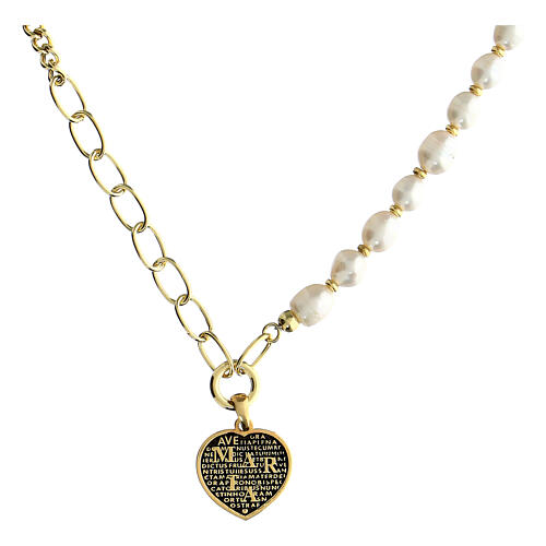 Precem necklace by Agios, pearls and gold plated heart 1