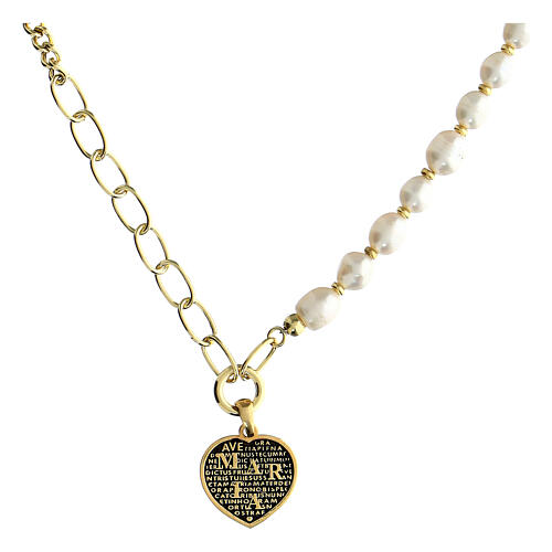 Precem necklace by Agios, pearls and gold plated heart 1