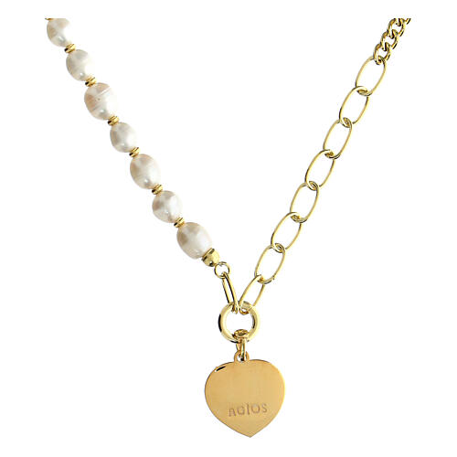 Precem necklace by Agios, pearls and gold plated heart 3