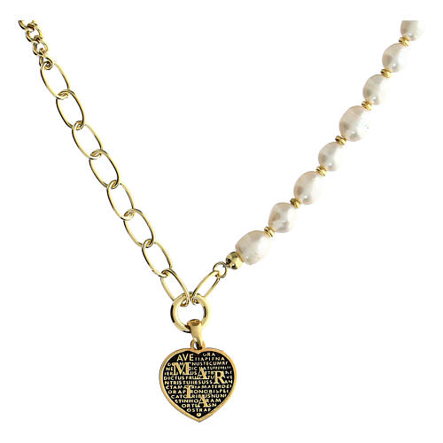Golden heart pearl necklace Precem Agios 1