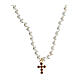 Cross necklace red zircon pearls Agios Icona collection s1