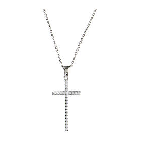 Rhodium-plated silver black zircon cross necklace Agios