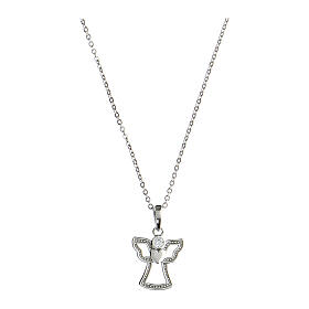 Angelus Agios necklace with cut-out angel, rhodium-plated 925 silver